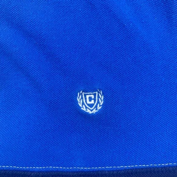 Chaps Golf Shirt Men Medium M Navy Blue White Color Block Everyday Polo - Picture 3 of 8